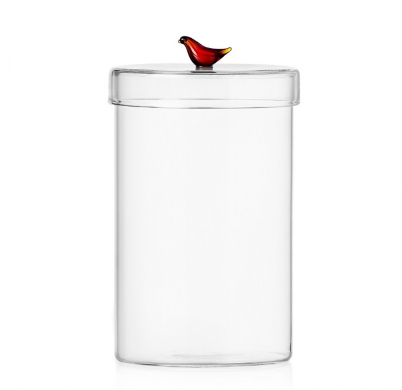 Posuda staklena ICHENDORF Birds, Tall Box, Amber Bird