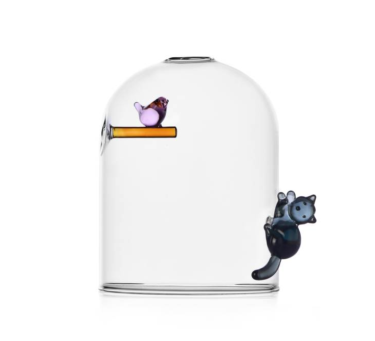 Svijećnjak stakleni ICHENDORF Birds, Cat and Bird