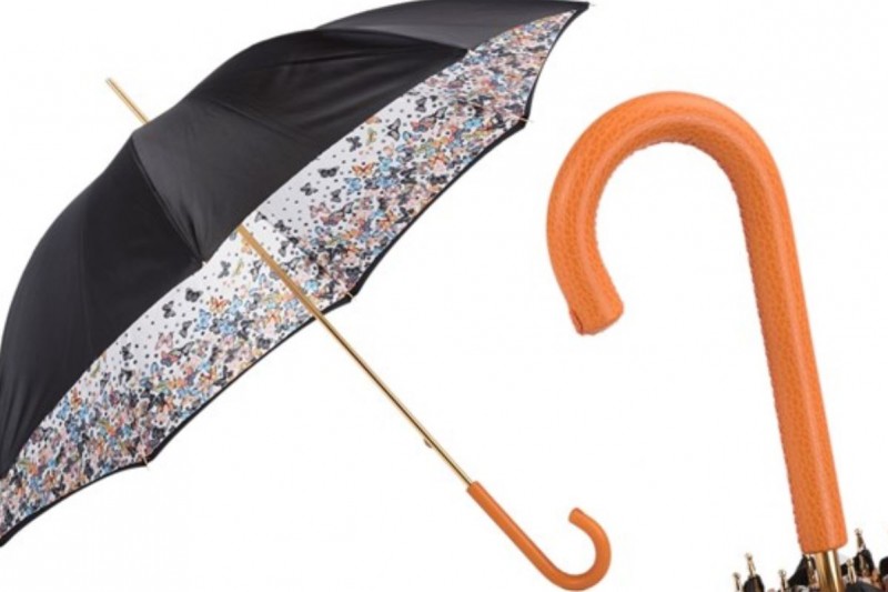 Kišobran Pasotti - Butterfly Umbrella with Orange Leather Handle