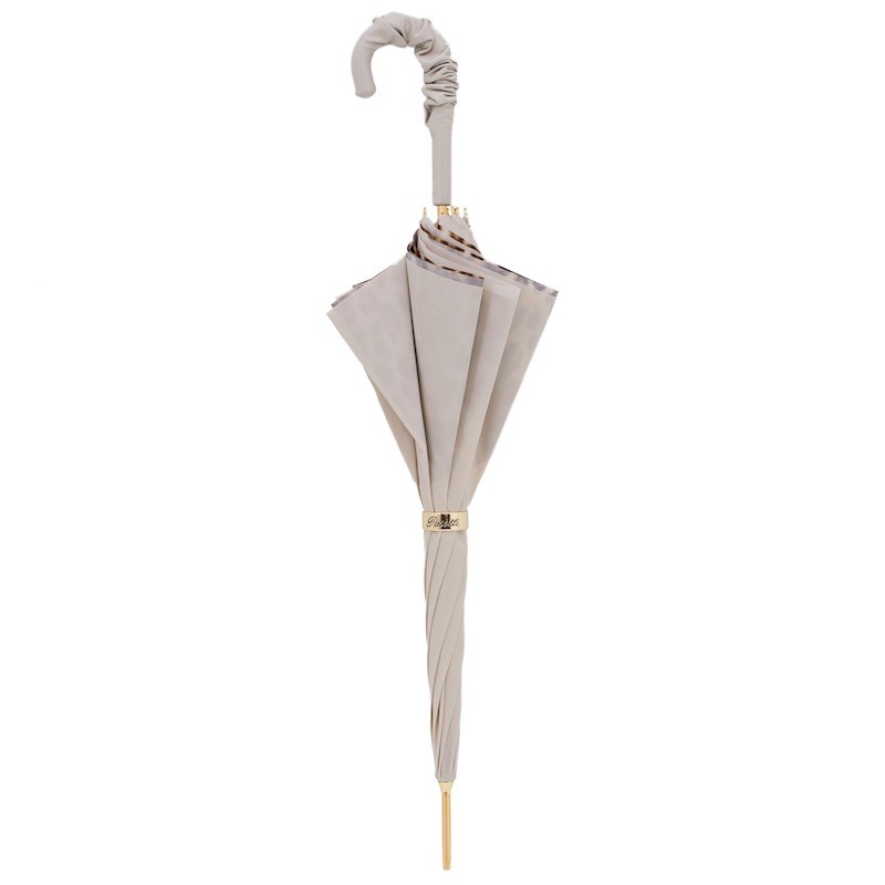 Kišobran Pasotti - Leopard Print Umbrella with Ruched Leather Handle