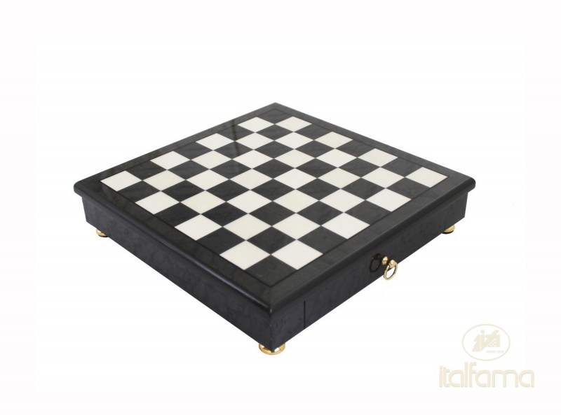 Šah set ITALFAMA Mignon Solid Brass + Grey Briar Wood Chessboard 32x32 cm