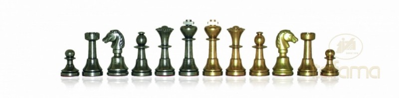 Šah set ITALFAMA Mignon Solid Brass + Grey Briar Wood Chessboard 32x32 cm