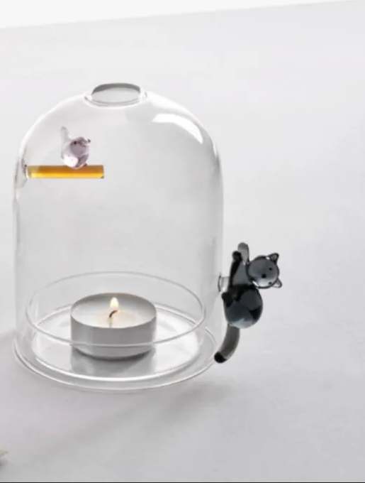 Svijećnjak stakleni ICHENDORF Birds, Cat and Bird