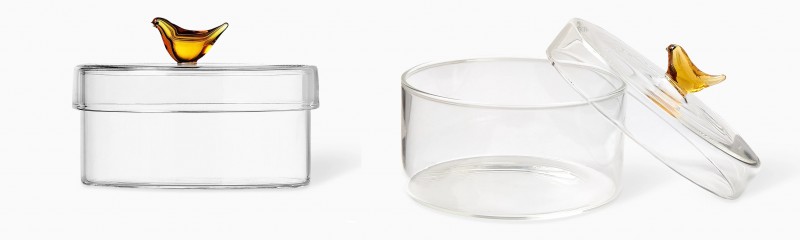 Posuda staklena ICHENDORF Birds, Low Box, Yellow Bird