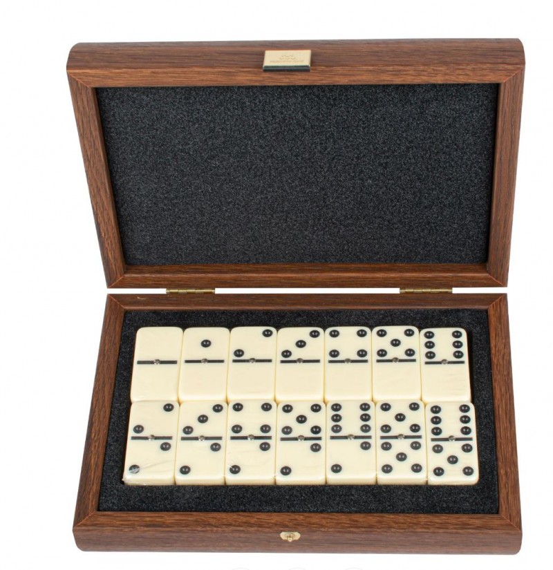 Domino set MANOPOULOS 5,2x2,7x1cm Brown Leather Knitted wood